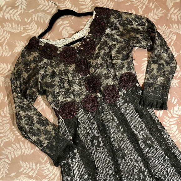 Vintage Blk Lace OOAK Handmade Formal Silver Dress - Picture 10 of 16